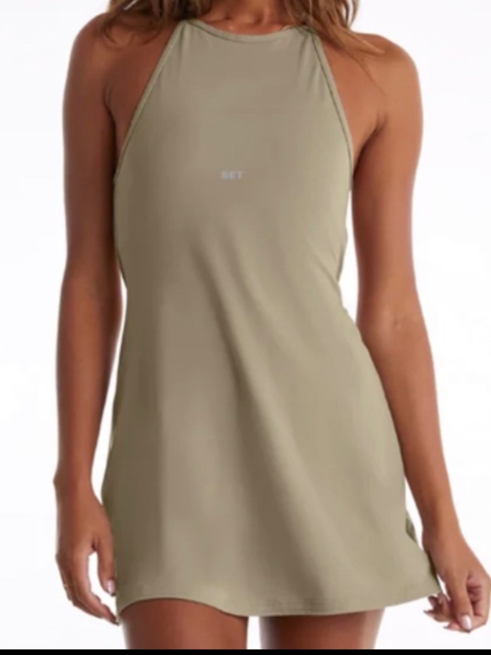 SET Active Olive Green Halter Mini Dress